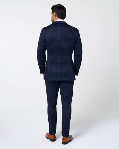 State & Liberty Athletic Fit Stretch Wool Suit - Blue Plaid
