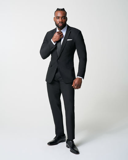 State & Liberty Athletic Fit Stretch Suit - Heathered Black