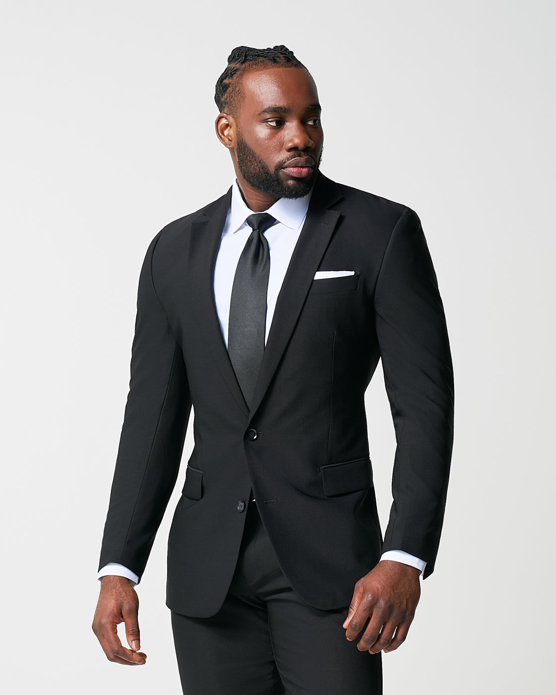 State & Liberty Athletic Fit Stretch Suit - Heathered Black