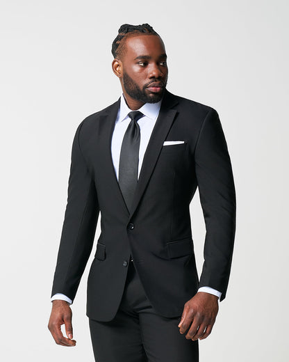 State & Liberty Athletic Fit Stretch Suit - Heathered Black