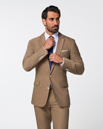 State & Liberty Athletic Fit Stretch Suit - Heathered Cappuccino