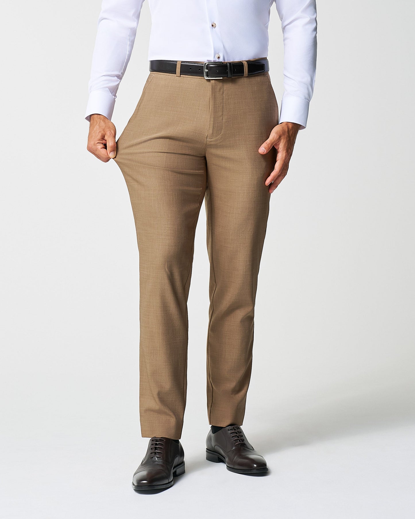 State & Liberty Athletic Fit Stretch Suit - Heathered Cappuccino