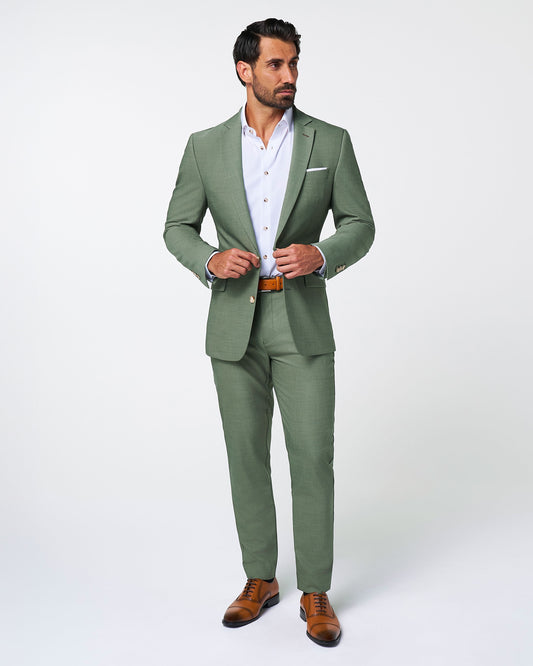 State & Liberty Athletic Fit Stretch Suit - Heathered Forest Green