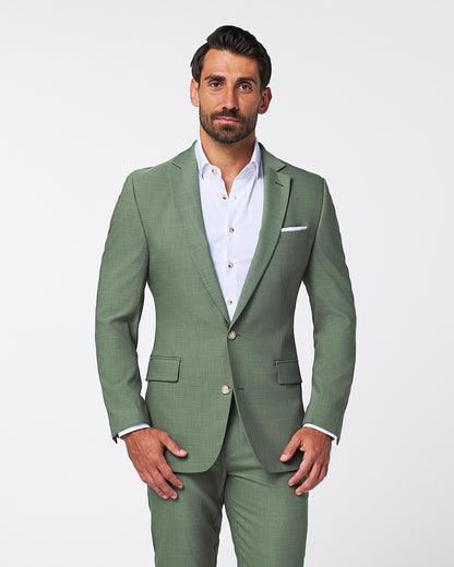 State & Liberty Athletic Fit Stretch Suit - Heathered Forest Green