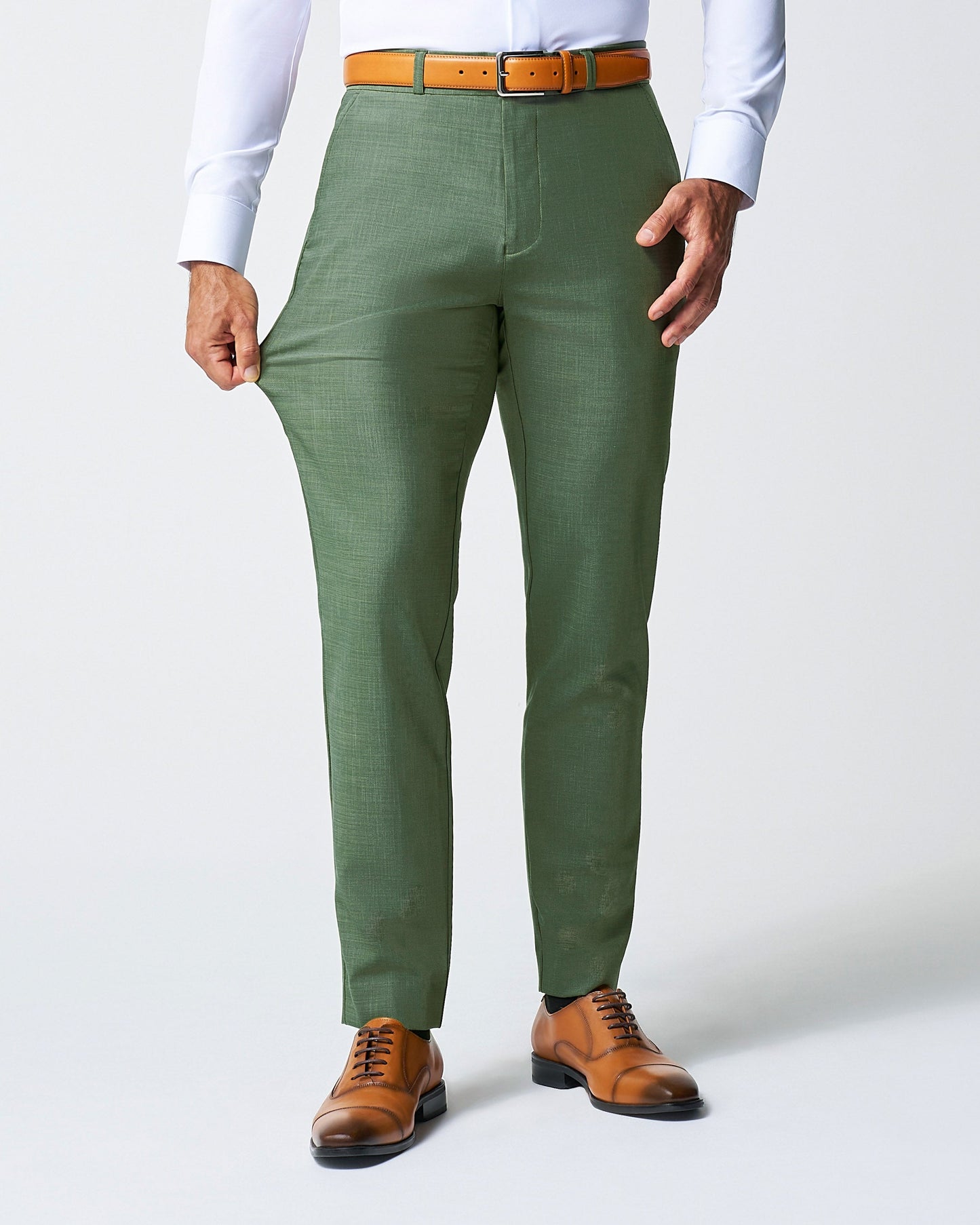 State & Liberty Athletic Fit Stretch Suit - Heathered Forest Green