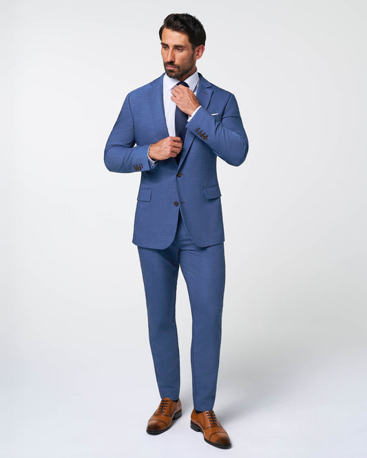 State & Liberty Athletic Fit Stretch Suit - Heathered Blue