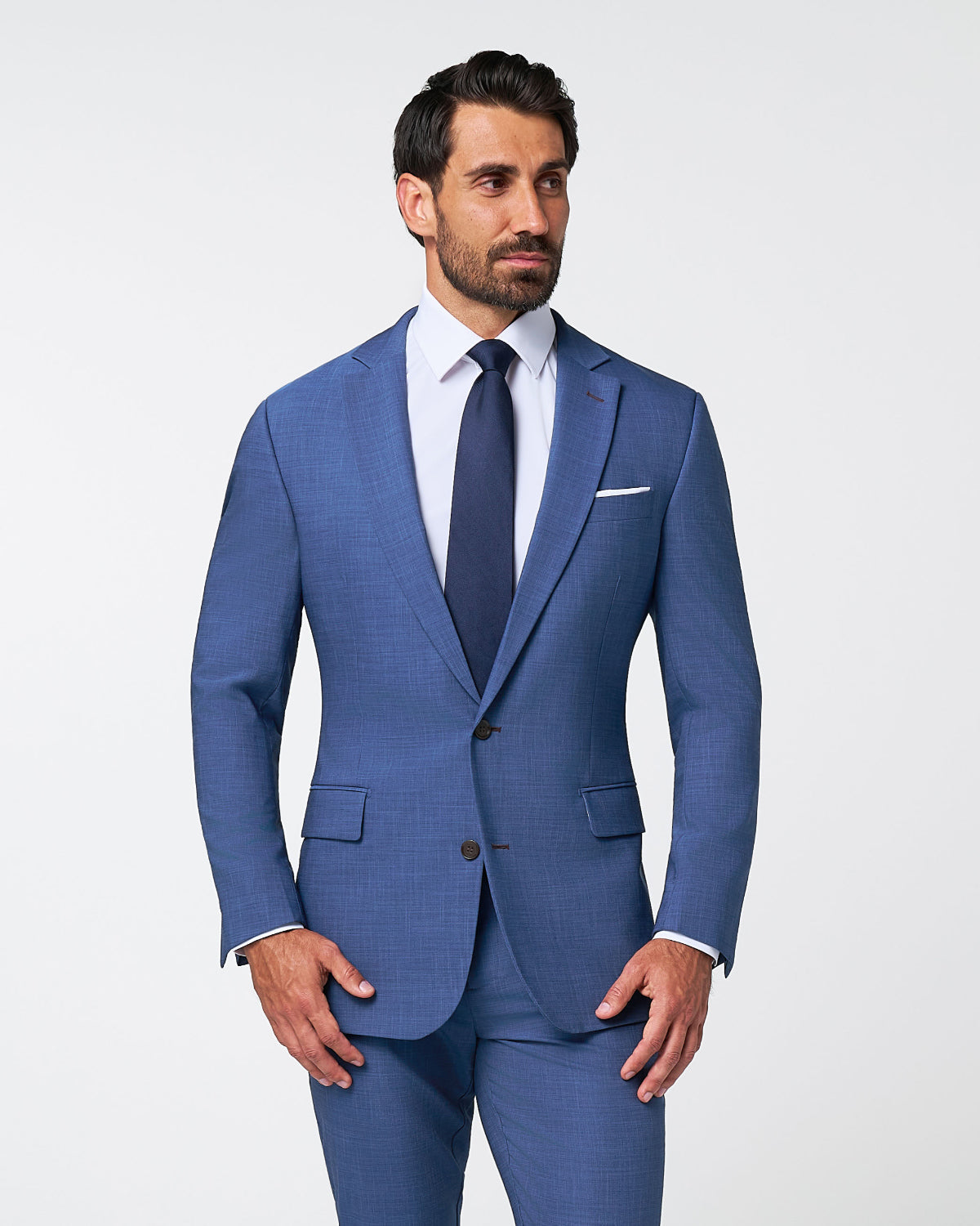 State & Liberty Athletic Fit Stretch Suit - Heathered Blue