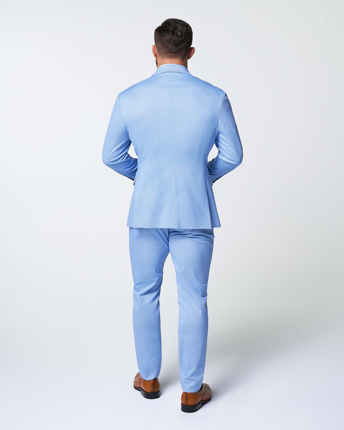 State & Liberty Athletic Fit Stretch Suit - Light Blue Mini Houndstooth