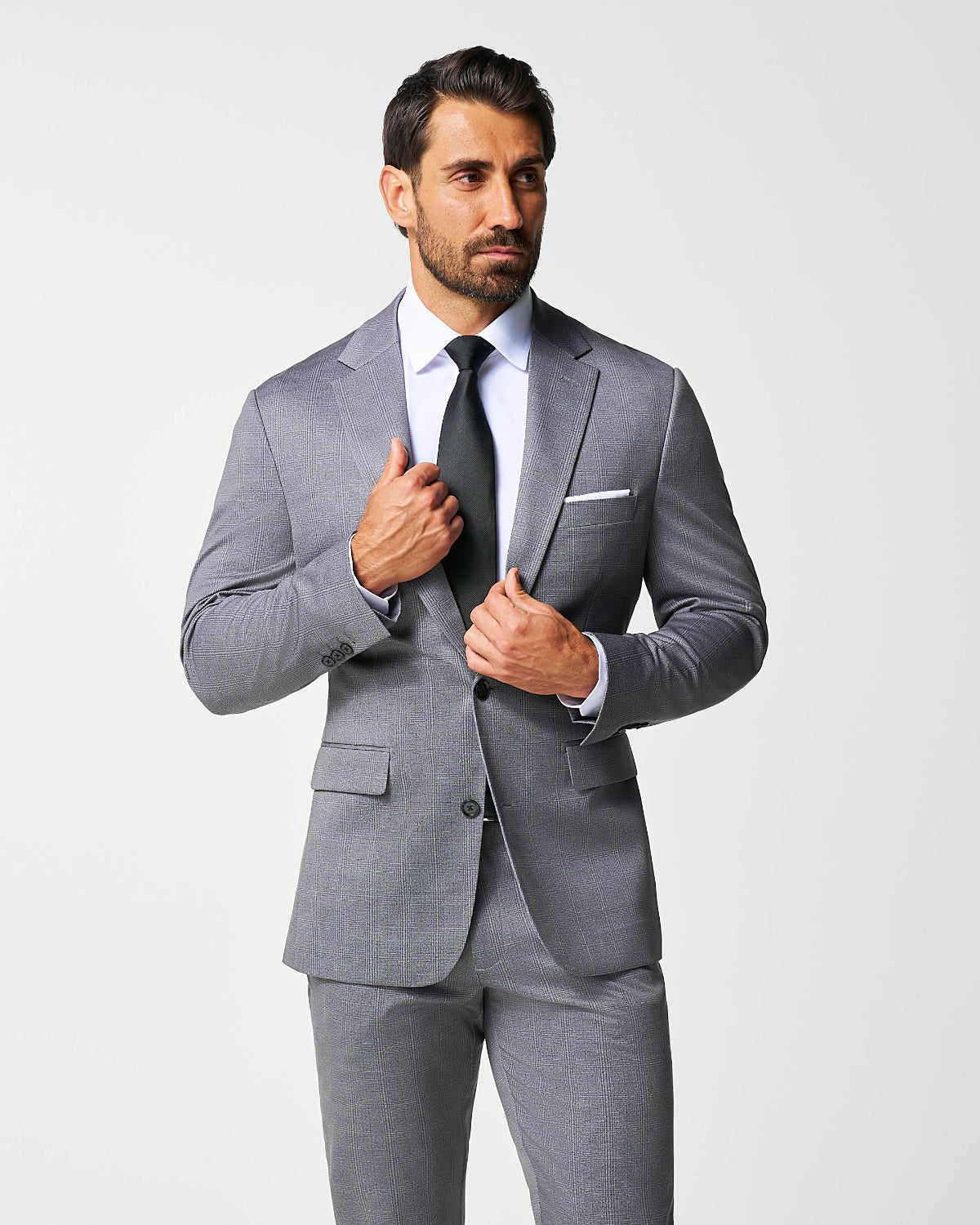 State & Liberty Athletic Fit Stretch Suit - Shadow Grey Plaid