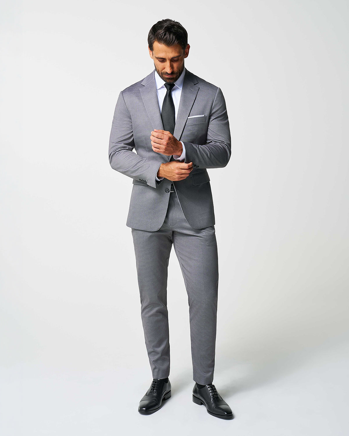 State & Liberty Athletic Fit Stretch Suit - Shadow Grey Plaid