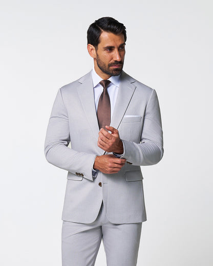 State & Liberty Athletic Fit Stretch Suit - Light Grey Microcheck