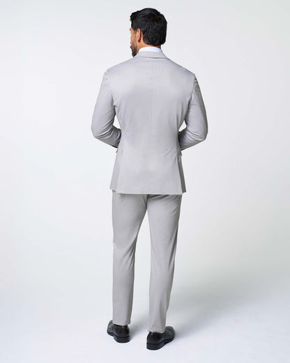 State & Liberty Athletic Fit Stretch Suit - Light Grey Microcheck