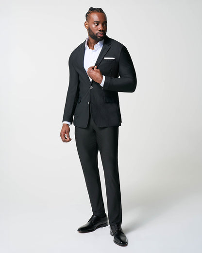 State & Liberty Athletic Fit Stretch Suit - Black Seersucker