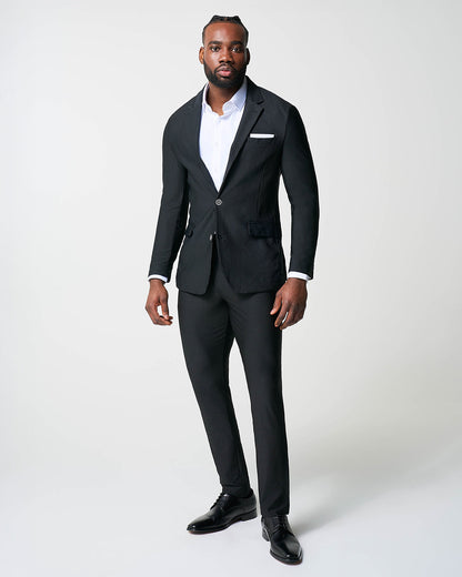 State & Liberty Athletic Fit Stretch Suit - Black Seersucker