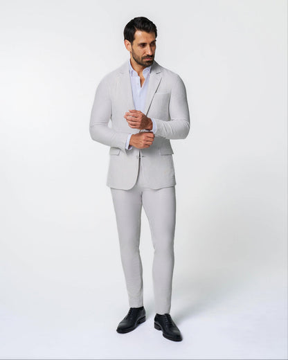 State & Liberty Athletic Fit Stretch Suit - Grey Seersucker
