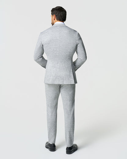 State & Liberty Athletic Fit Stretch Wool Suit - Light Grey with White Mini Stripe