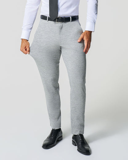 State & Liberty Athletic Fit Stretch Wool Suit - Light Grey with White Mini Stripe