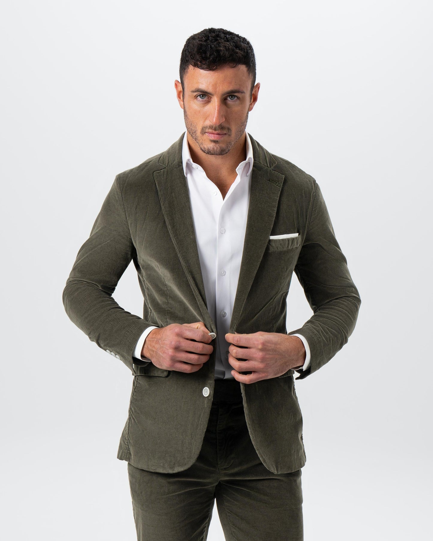 State & Liberty Unstructured Corduroy Suit - Dark Olive