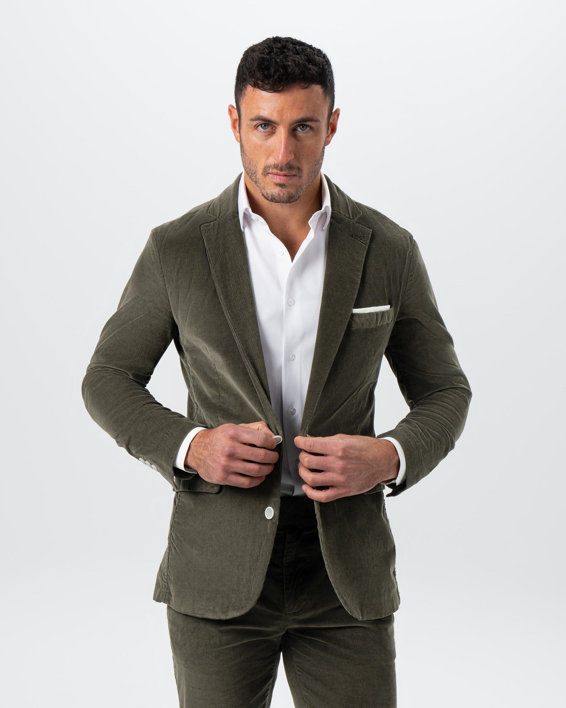 State & Liberty Unstructured Corduroy Suit - Dark Olive