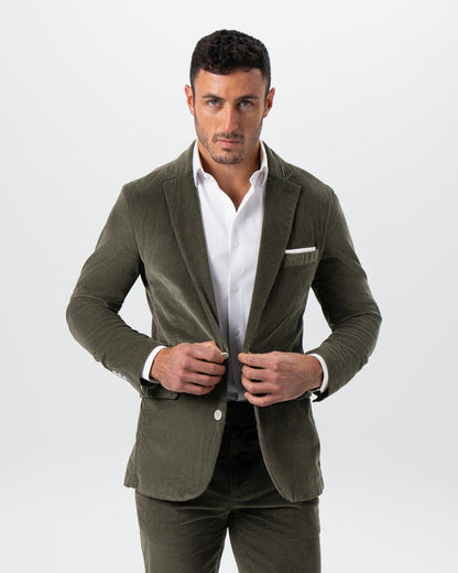 State & Liberty Unstructured Corduroy Suit - Dark Olive