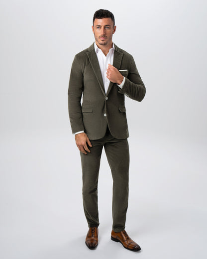 State & Liberty Unstructured Corduroy Suit - Dark Olive