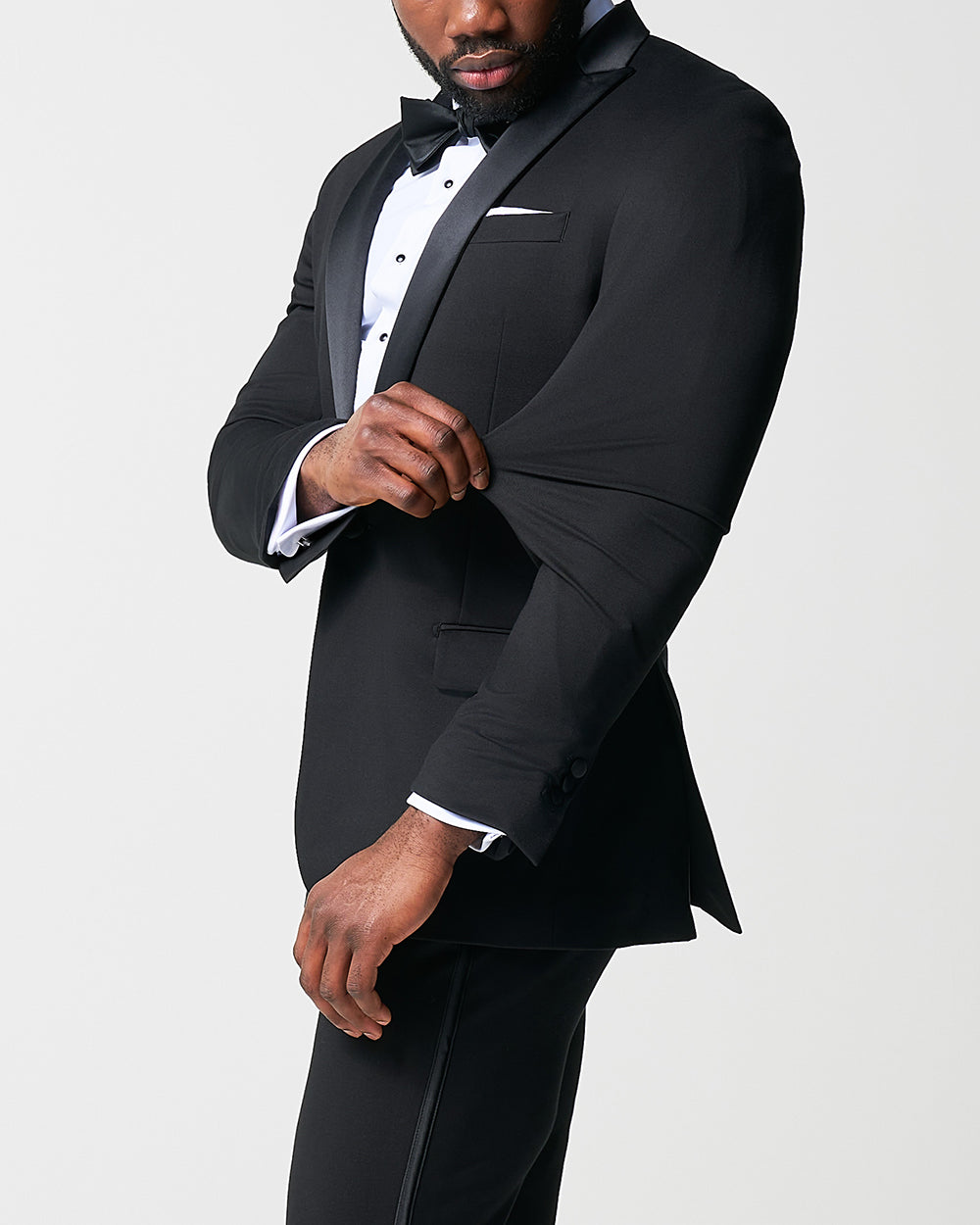 State & Liberty Athletic Fit Stretch Tuxedo - Black with Peak Lapel