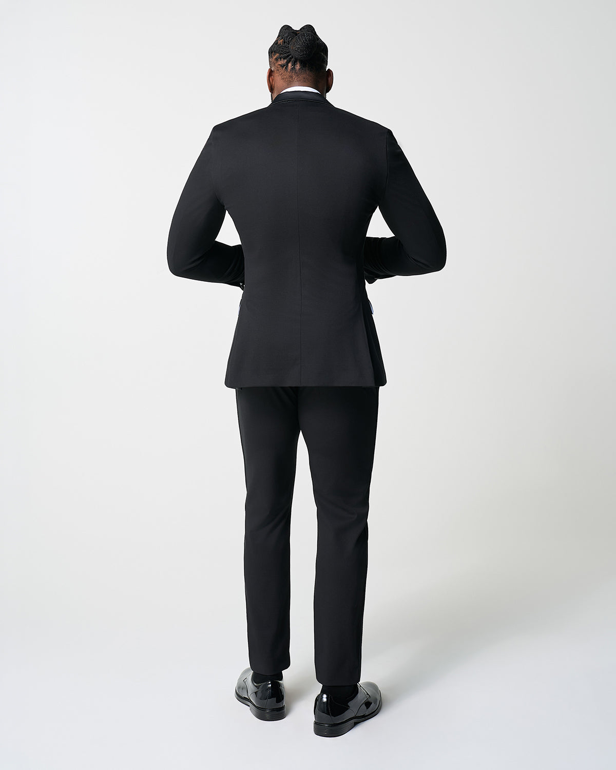 State & Liberty Athletic Fit Stretch Tuxedo - Black with Peak Lapel