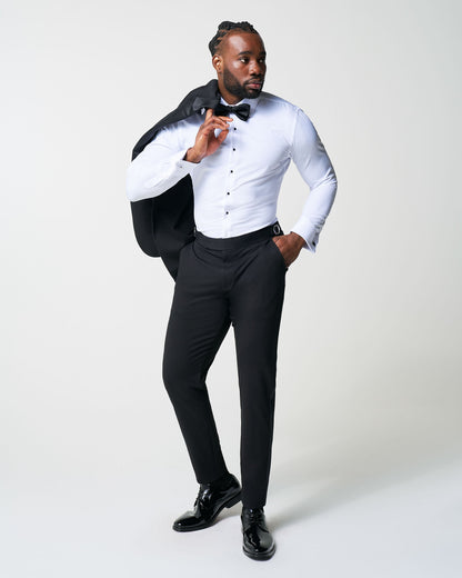 State & Liberty Athletic Fit Stretch Tuxedo - Black with Peak Lapel