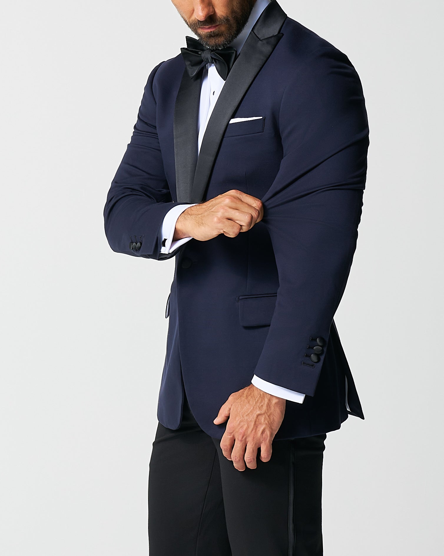State & Liberty Athletic Fit Stretch Tuxedo - Navy with Peak Lapel