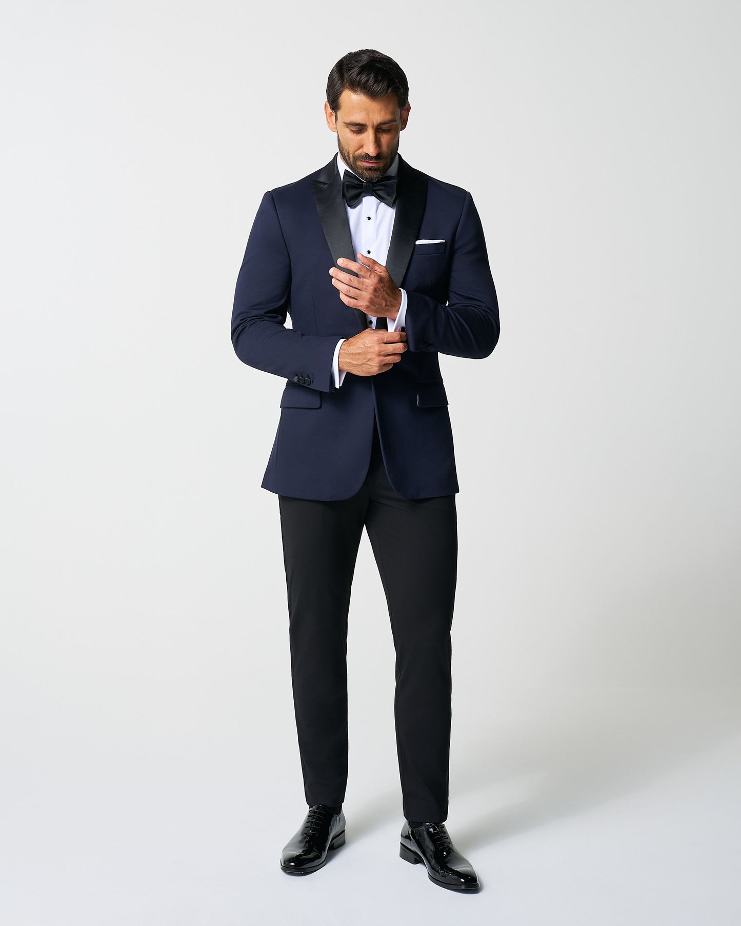 State & Liberty Athletic Fit Stretch Tuxedo - Navy with Peak Lapel
