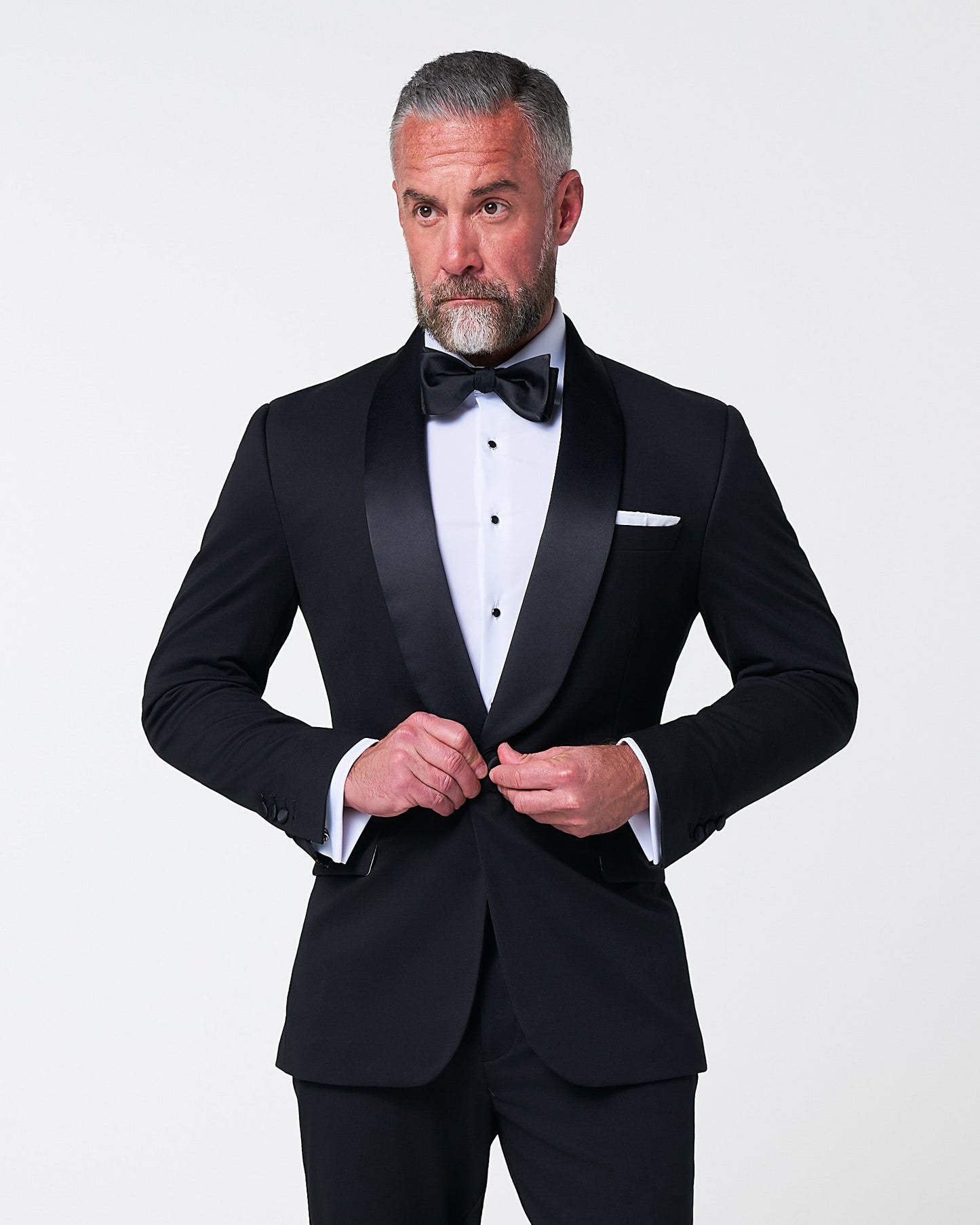 State & Liberty Athletic Fit Stretch Tuxedo - Black with Shawl Lapel