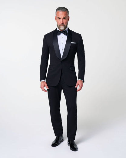 State & Liberty Athletic Fit Stretch Tuxedo - Black with Shawl Lapel
