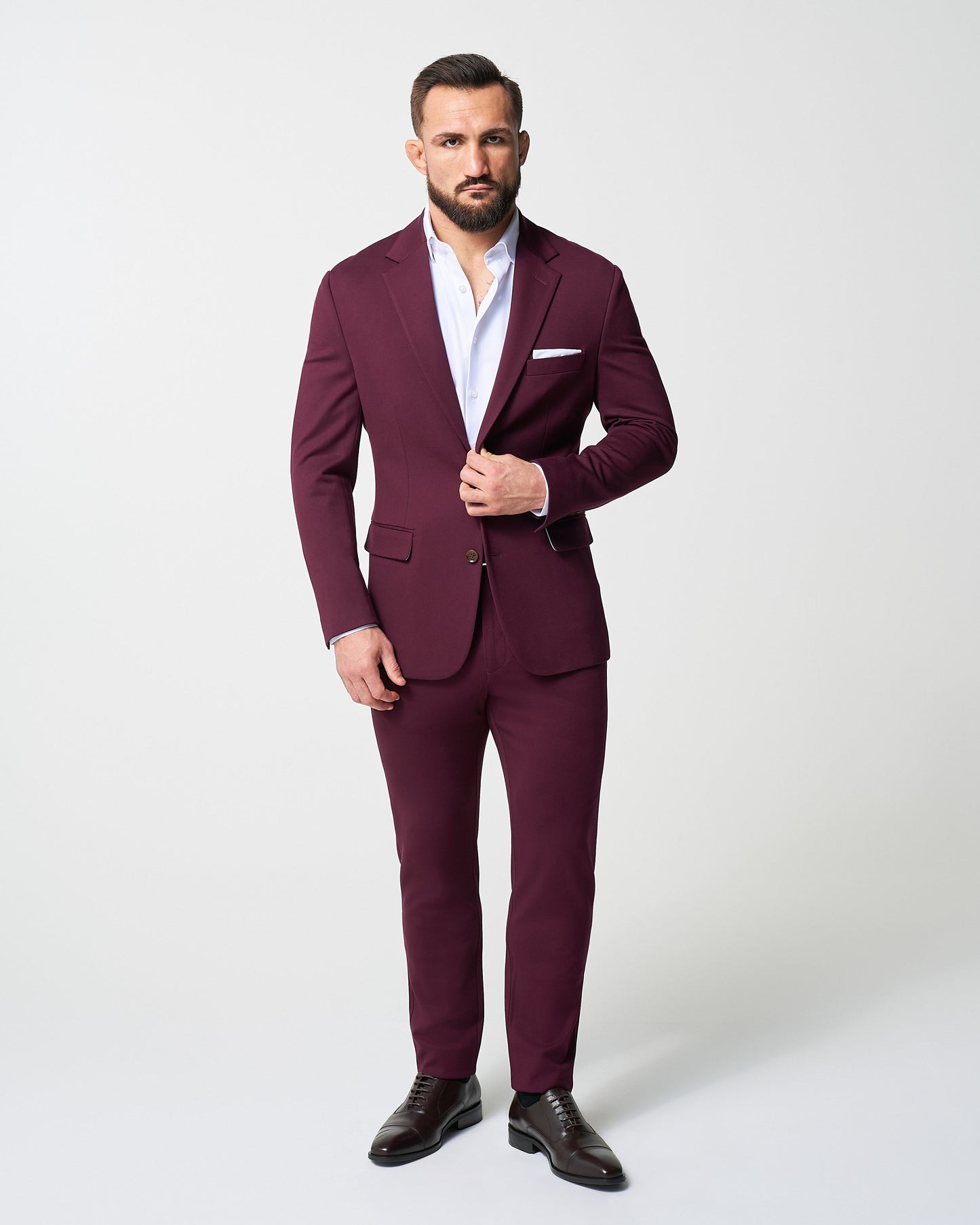 State & Liberty Athletic Fit Stretch Suit - Solid Plum