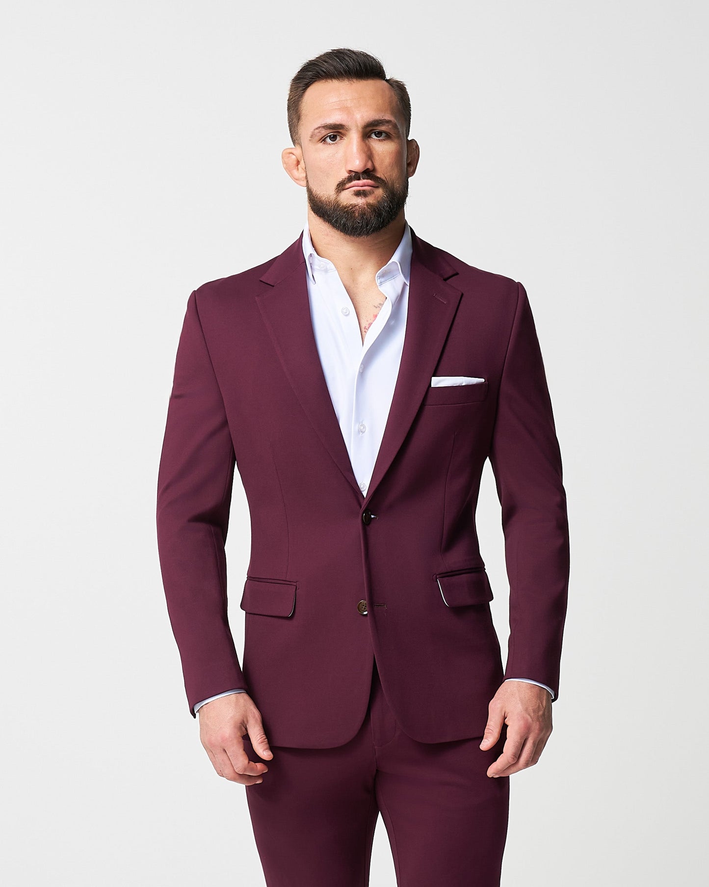 State & Liberty Athletic Fit Stretch Suit - Solid Plum
