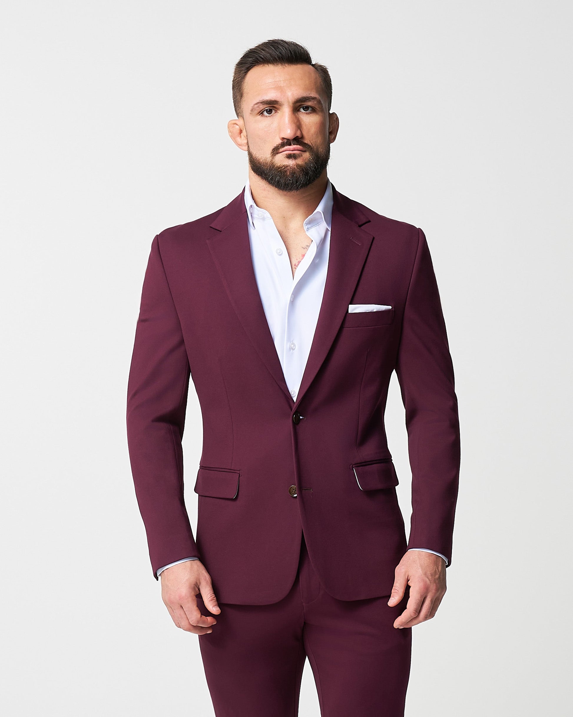 State & Liberty Athletic Fit Stretch Suit - Solid Plum