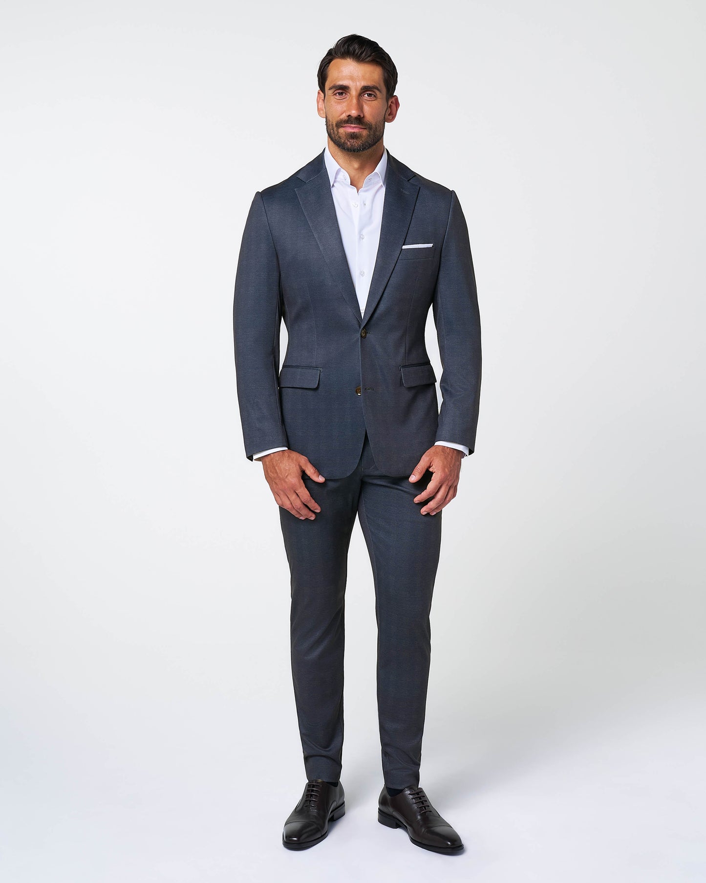 State & Liberty Athletic Fit Stretch Suit - Midnight Navy Plaid