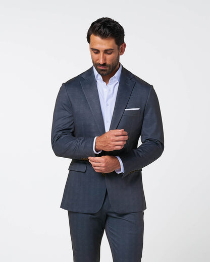 State & Liberty Athletic Fit Stretch Suit - Midnight Navy Plaid