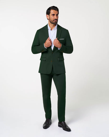 State & Liberty Athletic Fit Stretch Suit - Solid Hunter Green