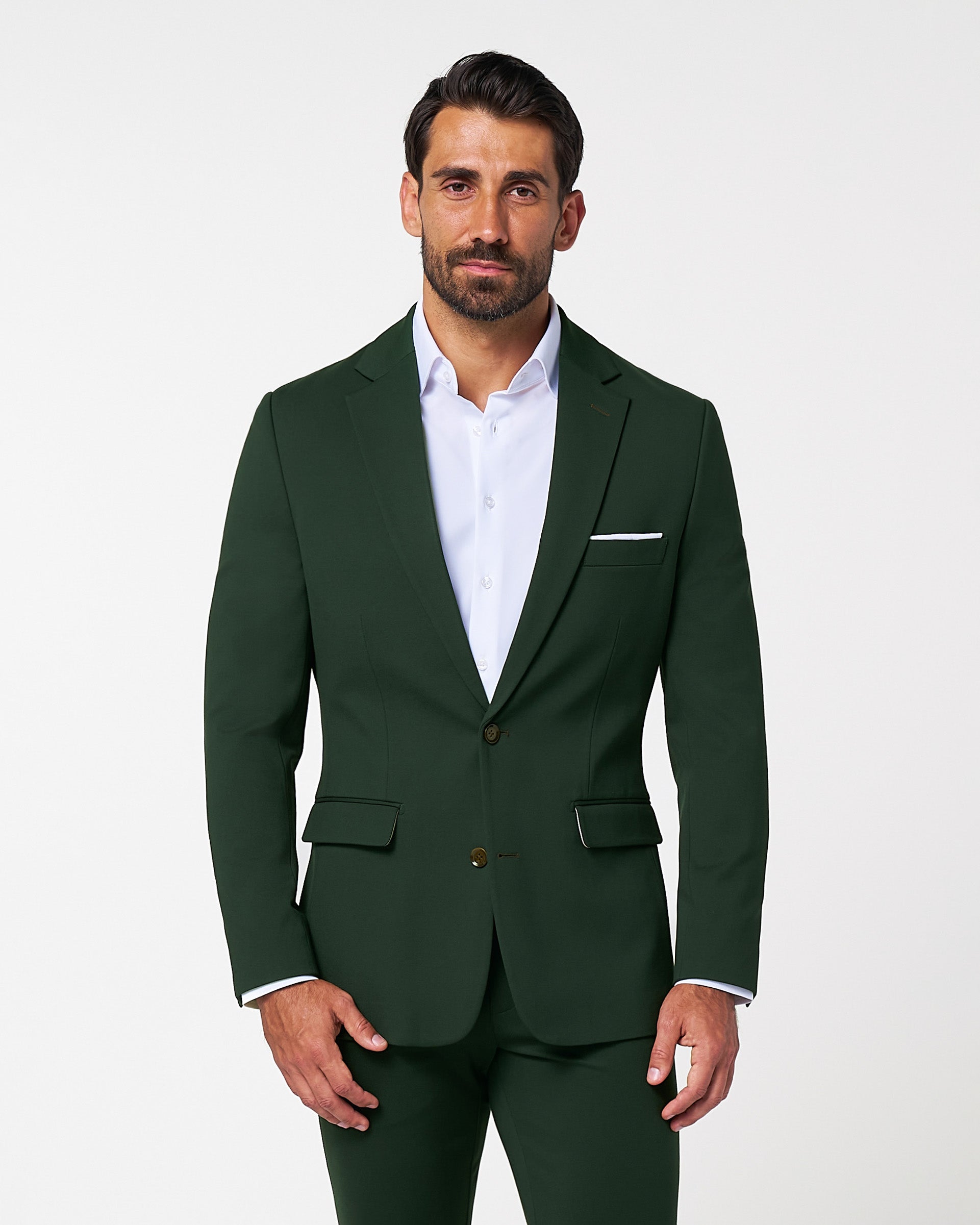 State & Liberty Athletic Fit Stretch Suit - Solid Hunter Green