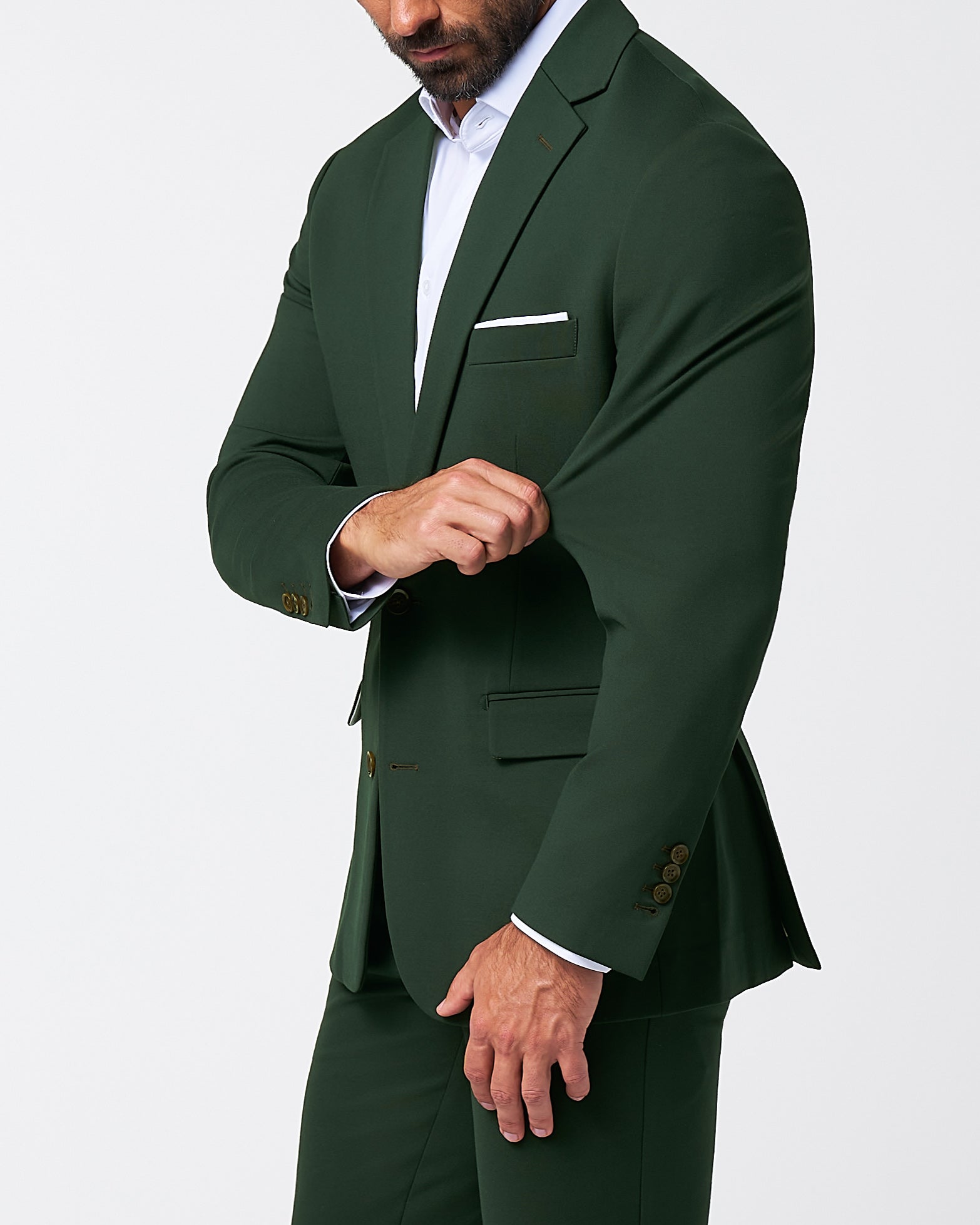 State & Liberty Athletic Fit Stretch Suit - Solid Hunter Green