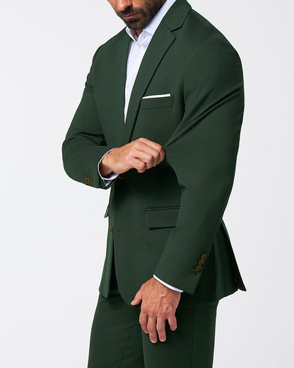 State & Liberty Athletic Fit Stretch Suit - Solid Hunter Green