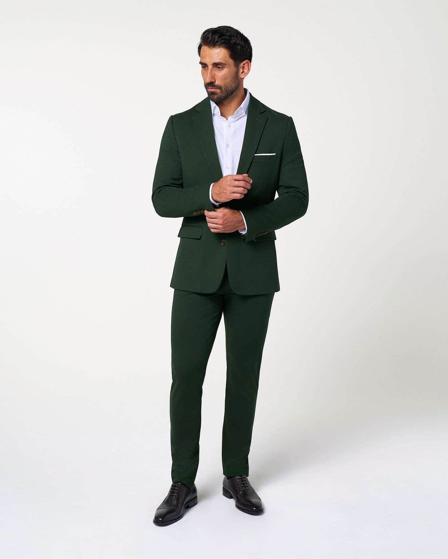 State & Liberty Athletic Fit Stretch Suit - Solid Hunter Green