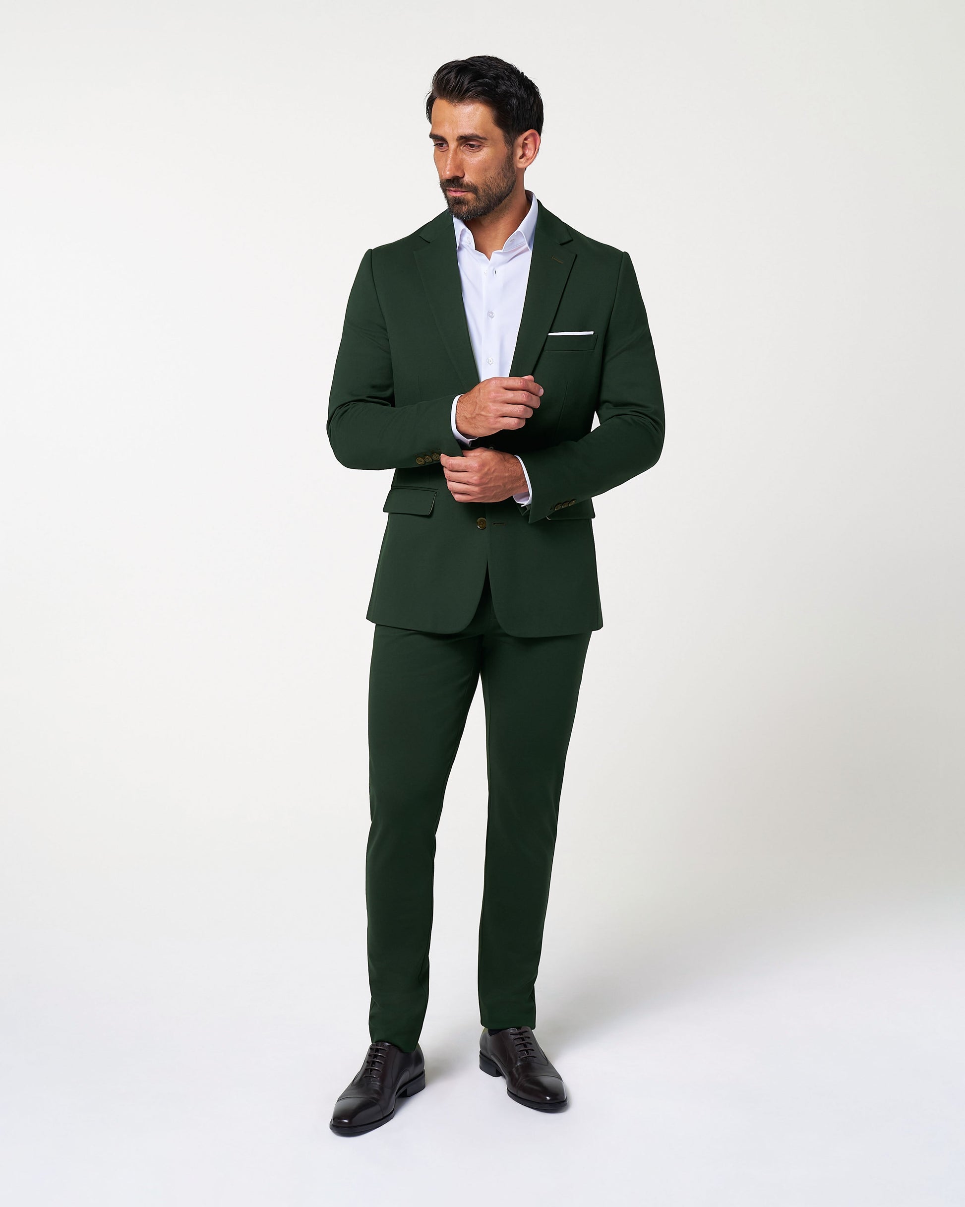 State & Liberty Athletic Fit Stretch Suit - Solid Hunter Green