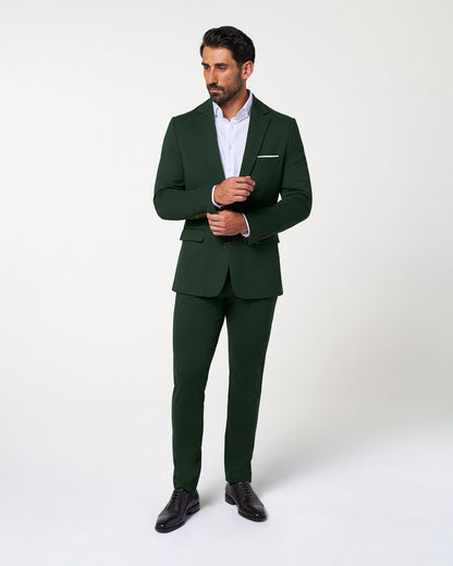 State & Liberty Athletic Fit Stretch Suit - Solid Hunter Green