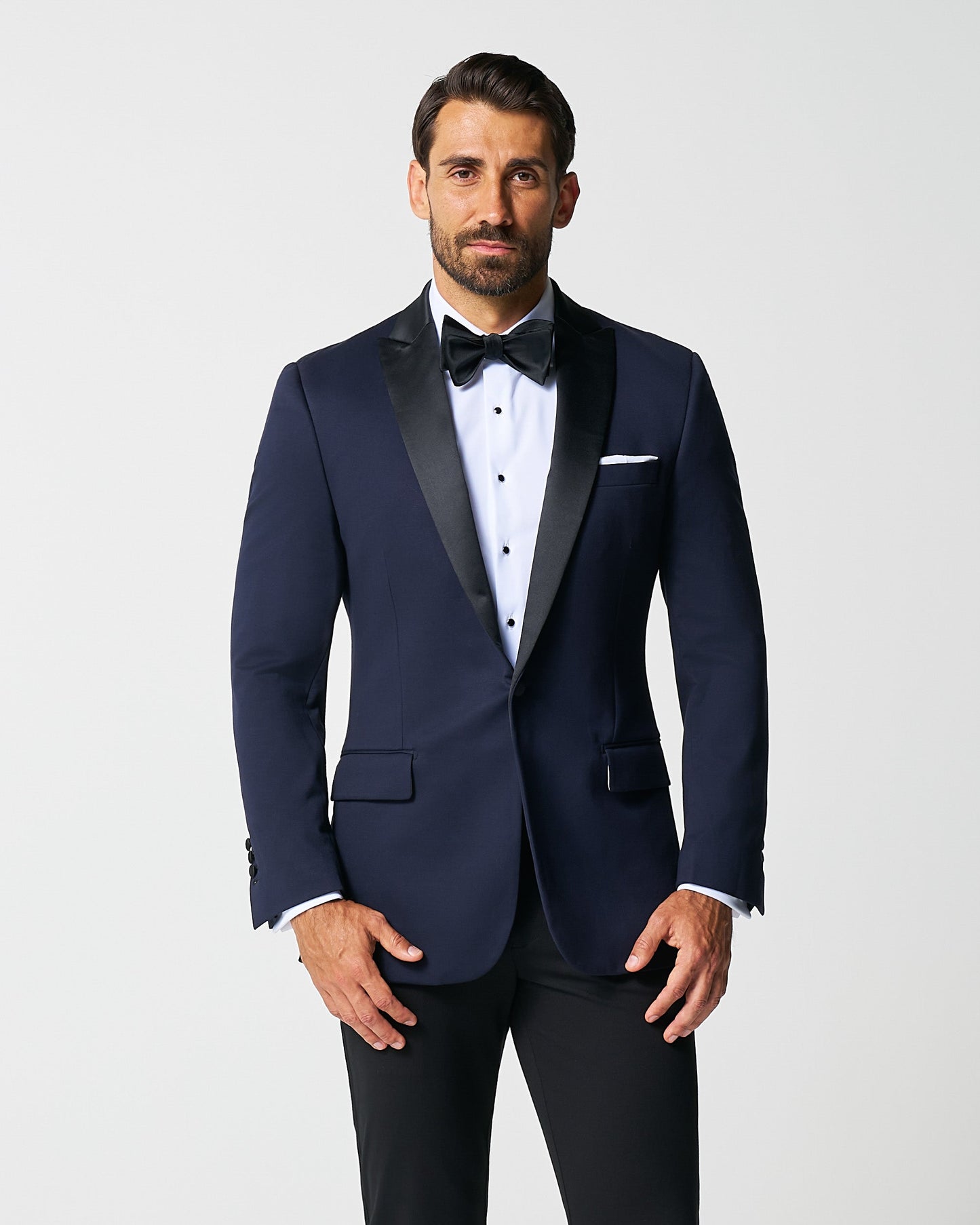 State & Liberty Athletic Fit Stretch Tuxedo Jacket - Navy with Peak Lapel