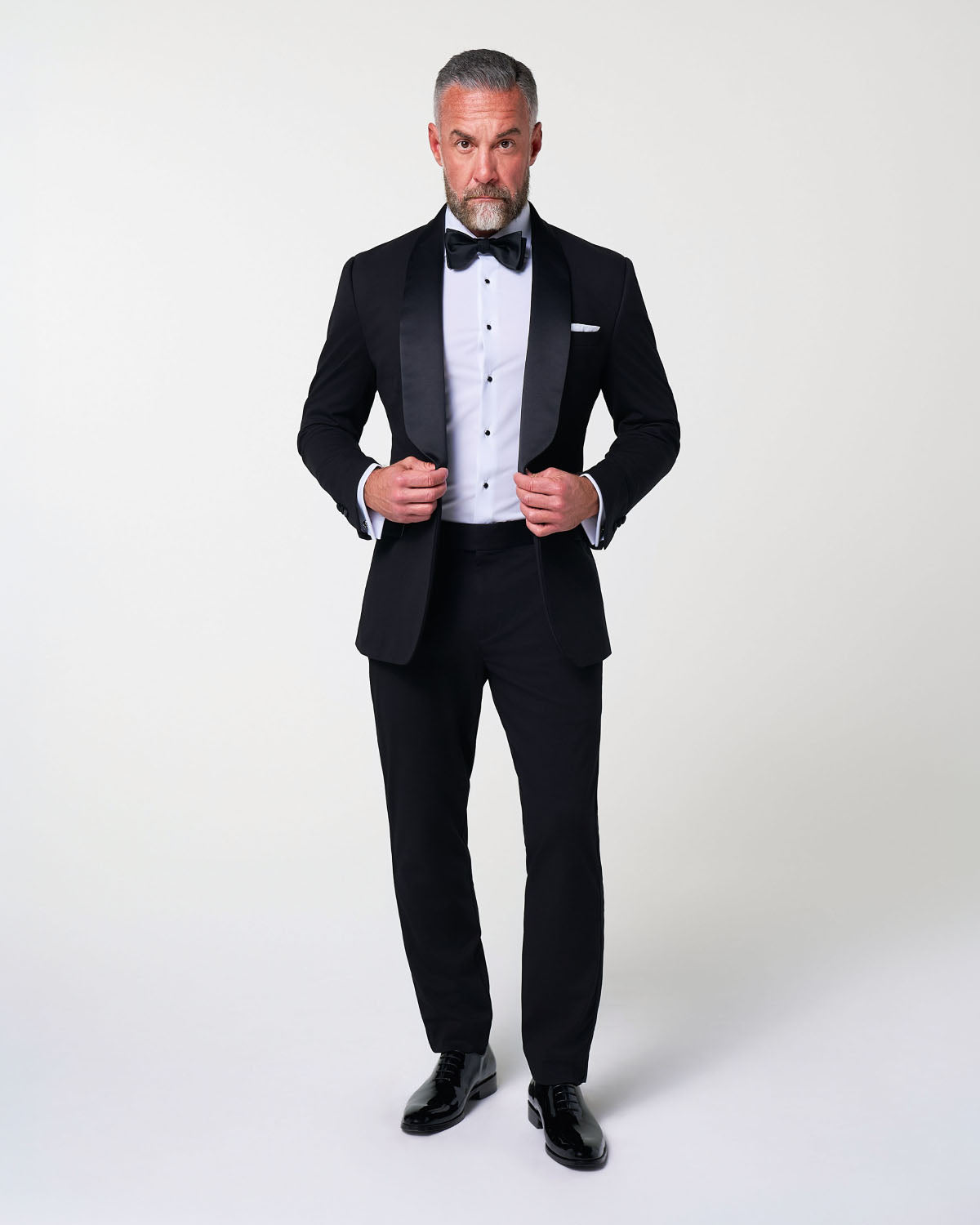 State & Liberty Athletic Fit Stretch Tuxedo Jacket - Black with Shawl Lapel