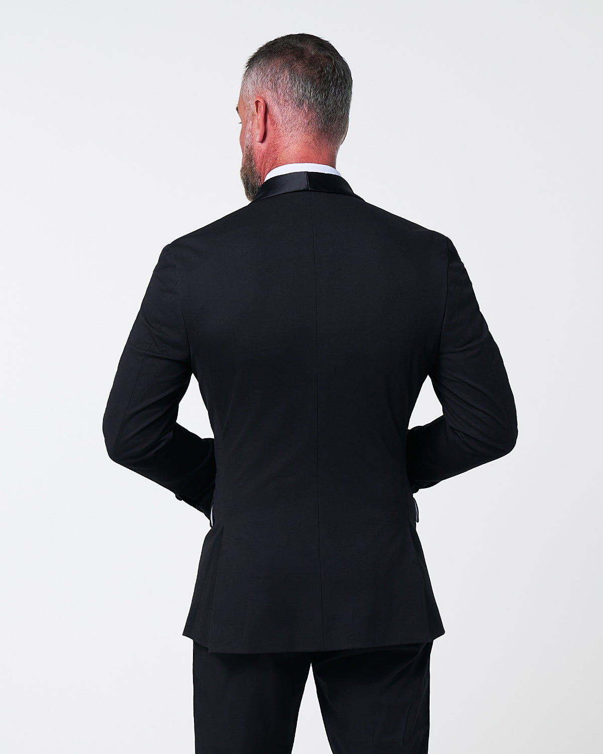 State & Liberty Athletic Fit Stretch Tuxedo Jacket - Black with Shawl Lapel