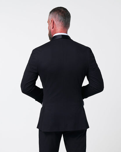 State & Liberty Athletic Fit Stretch Tuxedo Jacket - Black with Shawl Lapel