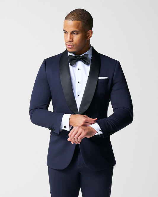 State & Liberty Athletic Fit Stretch Tuxedo Jacket - Navy with Shawl Lapel