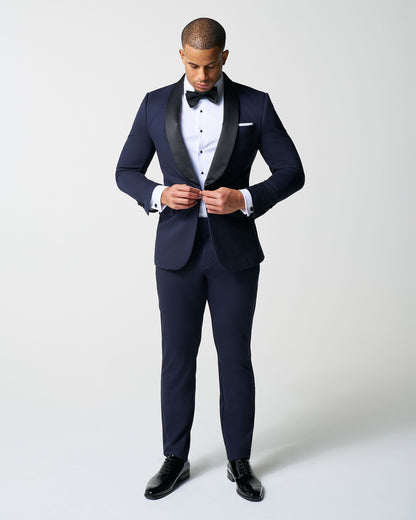 State & Liberty Athletic Fit Stretch Tuxedo Jacket - Navy with Shawl Lapel
